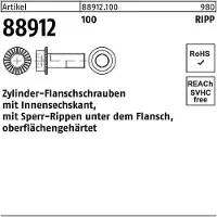 Industrial Quality Supplies Zylinderschrauben mit Sperrverzahnung ähnlich DIN 912 - Stahl 10 blank - M 12x45