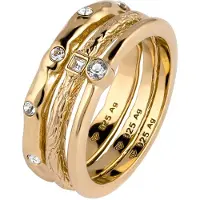 Elli Ring-Set "Ring Ringset Weiß (3 tlg.) 925 Sterling Silber, mit Kristallen von Swarovski" Gr. 54, gold, Fingerringe, Damen, 54, Silber 925 (Sterlingsilber), Ring-Set