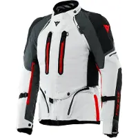 Dainese Super Adventure Absoluteshell S26 wasserdichte Motorrad Textiljacke, hellgrau/schwarz/rot, 46