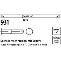 Reyher DIN 931 - Stahl 10.9 blank - M 14x200 - Sechskantschrauben Teilgewinde