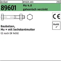 SCHMIDT'S Onlineshop ähnlich DIN601 Bauschrauben mit Muttern 4.8 verzinkt - 540 / 65 / SW30