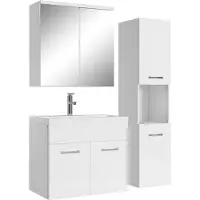Badplaats BADMÖBEL-SET Montreal 4 Teile Spiegelschrank Weiß Hochglanz - 60 x 35 x 51 cm