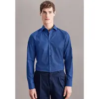 Seidensticker 1100000002199 "Slim", Herren, Gr. XS (36), normale Ärmellängen, blau (mittelblau), 100% Baumwolle, unifarben, slim fit, 2-Knopf-Manschette, Hemden 1100000002199, Slim 1/1 Kentkragen Uni