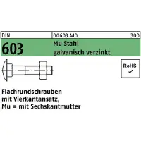 Reyher DIN 603 Stahl verzinkt M 10x30 - Flachrundschrauben mit Mutter - Güte 4.6