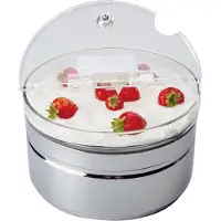 Aps TOP FRESH Kühlschale Maxi, 4-teiliges Set, Hochglanzpoliertes 2,5-Liter-Gefäß mit Glasschale Kühlakku und klappbarem Deckel, Maße (Ø x H): 23 x 14 cm