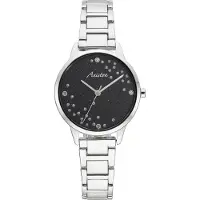Aniston Quarzuhr, silber (silberfarben, schwarz), , Armbanduhren, Damen, Quarzuhr, Armbanduhr, Damenuhr, analog, Glassteine, neue Kollektion