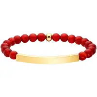 Aniston Armband "Schmuck Geschenk flexibles Armband", rot (gelbgolfarben, rot, rot), , Armbänder, Damen, 15,5cm, Edelstahl, Armband, mit Aventurin oder Türkis-Imitat