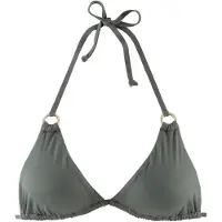 LASCANA Triangel-Bikini-Top "Italy", Damen, Gr. 36, Cup A/B, grün (oliv), Microfaser, Microfaser, Polyamid, unifarben, Bikini-Oberteile Triangel-Bikini-Top, mit Zierringen