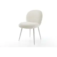 DELIFE Esszimmerstuhl Nube-Flex Bouclé Weiß 4-Fuß konisch Edelstahl Taschenfederkern