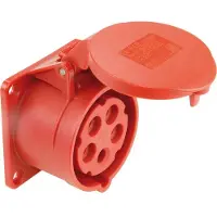 Pce Einbausteckdose 16A 4P 400V rot IP44 weiblich 70mm 314-6