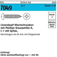 Reyher DIN 7981 A2 2,9x13 - Linsenblechschraube Form C, Kreuzschlitz H - Kleinpaket