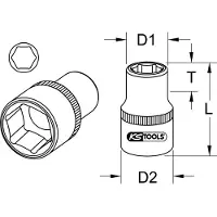Ks Tools 911.3419, Buchse, 3/4", Metrisch, 2 Kopf/Köpfe, 30,36 mm, Chrom-Vanadium-Stahl