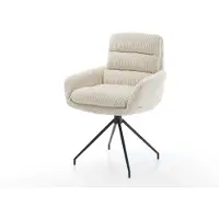 DELIFE Esszimmerstuhl Abelia-Flex mit Armlehnen Cord Beige Kreuzgestell konisch Schwarz
