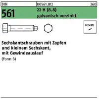 Reyher DIN 561 - Stahl 8.8 verzinkt 22H - BM 6x25 - Sechskantschraube mit Zapfen und Gewindeauslauf