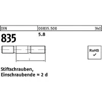 Reyher DIN 835 Stiftschraube M10x30 Stahl 5.8 blank