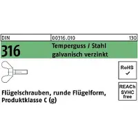 Reyher DIN 316 - Stahl verzinkt - M 12x30 - Flügelschrauben deutsche Ausführung