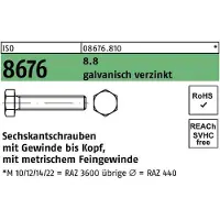 Reyher DIN 961 Stahl 8.8 verzinkt M 18x1,5x40 - Sechskantschrauben, Feingewinde bis annähernd Kopf