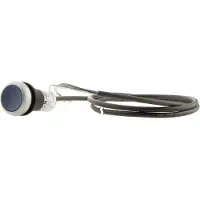 Eaton 185589 Leuchtdrucktaste, Classic, flach, rastend, 1 S, blau, 24 V AC/DC, Kabel (schwarz) mit offenem Ende, 4-polig, 1 m C22-DRL-B-K10-24-P62