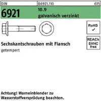 Reyher DIN 6921 Stahl 10.9 verzinkt M 10x20 - Sechskantschrauben mit Flansch ohne Sperrverzahnung