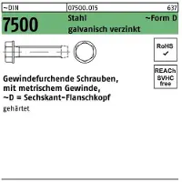 Industrial Quality Supplies Gewindefurchendeschraube DIN 7500 6-kantflanschkopf DM 8 x 16 Stahl galvanisch verzinkt