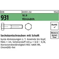 Reyher DIN 931 / ISO 4014 - Stahl 10.9 flZnL/nc/x/x/480h/C - M 20x95 - Sechskantschrauben Teilgewinde