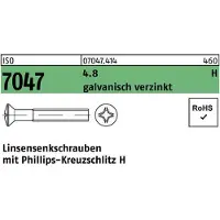 Industrial Quality Supplies ISO 7047 - Stahl 4.8 verzinkt - M 4x40 - Linsensenkschrauben metrisch mit Kreuzschlitz H