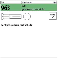 Reyher DIN 963 / ISO 2009 - Senkschrauben mit Schlitz - Stahl verzinkt - M 4x20