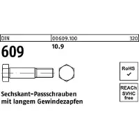 Reyher Sechskantpassschraube DIN 609 m.langem Gewindezapfen M 10 x 50 10.9