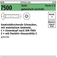 Reyher DIN 7500 Stahl verzinkt M 6x30 - gewindefurchende Schrauben Form C-Z, Kopf nach DIN 7985