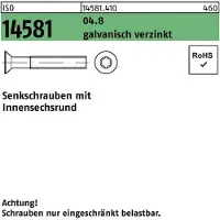 Reyher ISO 14581 Stahl 4.8 verzinkt M 4x16 - Senkschrauben mit TX 20