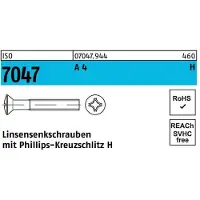 Reyher ISO 7047 - Edelstahl A4 - M 8x10 - Linsensenkschrauben metrisch mit Kreuzschlitz H