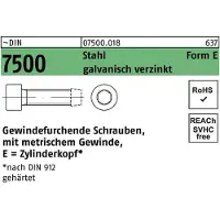 Reyher DIN 7500 - Stahl verzinkt - M 6x12 - gewindefurchende Schrauben Form E - Zylinderkopf