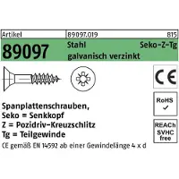 Reyher Spanplattenschrauben weiß verzinkt Senkkopf - 6x280/70 - Pozi Teilgewinde
