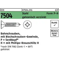 Reyher DIN 7504 Stahl verzinkt Bohrschraube mit Senkkopf Form O 4,2x25 - Kreuzschlitz