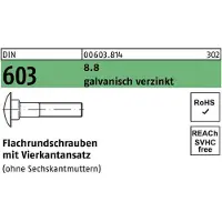 Reyher DIN 603 Stahl verzinkt M 16x80 - Flachrundschrauben ohne Mutter - Güte 8.8
