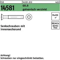 Reyher ISO 14581 Stahl 8.8 verzinkt M 6x25 - Senkschrauben mit TX 30