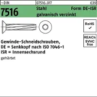 Reyher DIN 7516 - Form DE - Stahl verzinkt - M 4x16 - Schneidschrauben mit Senkkopf TX20