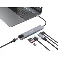 Equip USB-C 8-in-1 Multifunktionaler Adapter, HDMI 4K/30Hz, Gigabit-LAN, USB-A x 2, USB-C x 1, SD/TF, 100W USB PD, Kabelgebunden, USB Typ-C, 100 W, 1000 Mbit/s, 1000BASE-T, IEEE 802.3ab