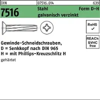F. REYHER Nchfg. GmbH & Co. KG DIN 7516 - Form D - Stahl verzinkt - M 6x35 - Schneidschrauben mit Senkkopf Kreuzschlitz H