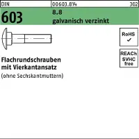 Reyher DIN 603 Stahl verzinkt M 16x120 - Flachrundschrauben ohne Mutter - Güte 8.8