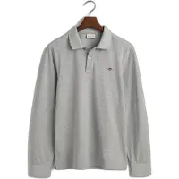 Gant für Herren. 2230 Poloshirt Pique grau (L), Lässig, Baumwolle, Langarm