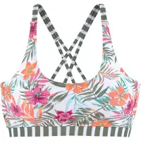 Venice beach Bustier-Bikini-Top "Summer", Damen, Gr. 38, N-Gr, weiß (weiß bedruckt), Polyamid, Xtra Life LYCRA, floral, Bikini-Oberteile Bustier-Bikini-Top, mit gerkreuzten Trägern, Topseller