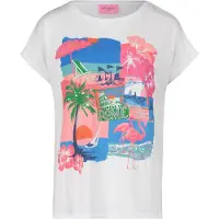 Betty Barclay Kurzarmshirt "Basic Shirt mit Aufdruck", Damen, Gr. 36, weiß (patch weiß, varicolorot), Obermaterial: 92% Viskose CV. 8% Elasthan EL., Shirts Kurzarmshirt