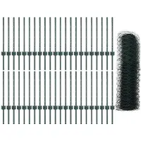 vidaXL Sechseckzaun mit Pfosten 100 x 0,6 m PVC-beschichteter Stahl