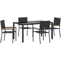 vidaXL Garten Essgruppe 5 stk. Schwarz Poly-Rattan