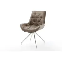 DELIFE Esszimmerstuhl Taimi-Flex Mikrofaser Taupe Vintage Kreuzgestell konisch Edelstahl