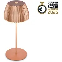 B.K.Licht LED-Akku-Tischlampe Brilo unplugged Riffle, 20 cm, kupfer dimmbar, kupfer, für Wohn- / Esszimmer, Metall