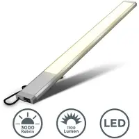 B.K. Licht LED-Unterschrankleuchte Kniff silber, Länge 57,5 cm, 3.000 K