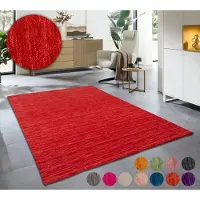 Otto Home Wollteppich "Karchau, Handwebteppich", rot, B:70cm H:13mm L:140cm, Schurwolle, Teppiche, Wollteppich, reine Wolle, meliert, handgewebt, brilliante Farben