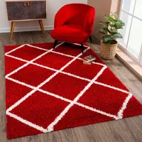 Sanat Hochflor-Teppich "Madrid 1 , auch in Rund erhältlich", rot, B:80cm H:30mm L:150cm, Kunstfaser, Teppiche, Hochflor-Teppich, Wohnzimmer, Langflor, Shaggy Teppich